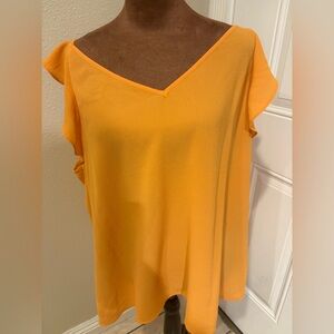 Women's Orange V-Neck Top